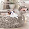 imagerabbitgoo Cat Beds for Indoor Cats 20 inches Cat Bed Machine Washable Fluffy Round Pet Bed NonSlip Calming Soft Plush Donut Cuddler Cushion Self Warming for Small Dogs Kittens Light Pink MediumKhaki