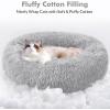 imagerabbitgoo Cat Beds for Indoor Cats 20 inches Cat Bed Machine Washable Fluffy Round Pet Bed NonSlip Calming Soft Plush Donut Cuddler Cushion Self Warming for Small Dogs Kittens Light Pink MediumLight Grey