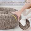 imagerabbitgoo Cat Beds for Indoor Cats 20 inches Cat Bed Machine Washable Fluffy Round Pet Bed NonSlip Calming Soft Plush Donut Cuddler Cushion Self Warming for Small Dogs Kittens Light Pink MediumKhaki