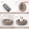imagerabbitgoo Cat Beds for Indoor Cats 20 inches Cat Bed Machine Washable Fluffy Round Pet Bed NonSlip Calming Soft Plush Donut Cuddler Cushion Self Warming for Small Dogs Kittens Light Pink MediumKhaki