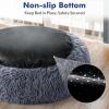 imagerabbitgoo Cat Beds for Indoor Cats 20 inches Cat Bed Machine Washable Fluffy Round Pet Bed NonSlip Calming Soft Plush Donut Cuddler Cushion Self Warming for Small Dogs Kittens Light Pink MediumDark Grey