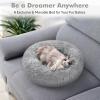 imagerabbitgoo Cat Beds for Indoor Cats 20 inches Cat Bed Machine Washable Fluffy Round Pet Bed NonSlip Calming Soft Plush Donut Cuddler Cushion Self Warming for Small Dogs Kittens Light Pink MediumLight Grey