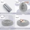 imagerabbitgoo Cat Beds for Indoor Cats 20 inches Cat Bed Machine Washable Fluffy Round Pet Bed NonSlip Calming Soft Plush Donut Cuddler Cushion Self Warming for Small Dogs Kittens Light Pink MediumLight Grey