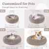 imagerabbitgoo Cat Beds for Indoor Cats 20 inches Cat Bed Machine Washable Fluffy Round Pet Bed NonSlip Calming Soft Plush Donut Cuddler Cushion Self Warming for Small Dogs Kittens Light Pink MediumKhaki
