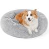 imagerabbitgoo Cat Beds for Indoor Cats 20 inches Cat Bed Machine Washable Fluffy Round Pet Bed NonSlip Calming Soft Plush Donut Cuddler Cushion Self Warming for Small Dogs Kittens Light Pink MediumLight Grey