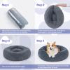 imagerabbitgoo Cat Beds for Indoor Cats 20 inches Cat Bed Machine Washable Fluffy Round Pet Bed NonSlip Calming Soft Plush Donut Cuddler Cushion Self Warming for Small Dogs Kittens Light Pink MediumDark Grey