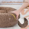 imagerabbitgoo Cat Beds for Indoor Cats 20 inches Cat Bed Machine Washable Fluffy Round Pet Bed NonSlip Calming Soft Plush Donut Cuddler Cushion Self Warming for Small Dogs Kittens Light Pink MediumLight Brown