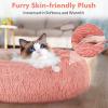 imagerabbitgoo Cat Beds for Indoor Cats 20 inches Cat Bed Machine Washable Fluffy Round Pet Bed NonSlip Calming Soft Plush Donut Cuddler Cushion Self Warming for Small Dogs Kittens Light Pink MediumPink
