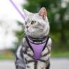 imagerabbitgoo Cat Harness and Leash Set for Walking Escape Proof Adjustable Soft Kittens Vest with Reflective Strip for Cats Comfortable Outdoor Vest Purple SLight Purple