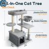 imagerabbitgoo Cat Tree for Indoor Cats 33quot Cat Tower Condo with Scratching Posts for Kittens Small Cat Climbing Stable Stand with Toys ampamp Plush Perch for Feline Play Rest MultiLevel Pet Activity Center
