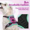 imagerabbitgoo Dog Harness No Pull with 2 Leash Clips Adjustable Soft Padded Reflective Oxford No Choke Pet Vest with Easy Control Handle for Large Dogs Pink LHot Pink  Turquoise