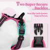 imagerabbitgoo Dog Harness No Pull with 2 Leash Clips Adjustable Soft Padded Reflective Oxford No Choke Pet Vest with Easy Control Handle for Large Dogs Pink LBlack  Hot Pink