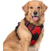 imagerabbitgoo Dog Harness No Pull with 2 Leash Clips Adjustable Soft Padded Reflective Oxford No Choke Pet Vest with Easy Control Handle for Large Dogs Pink LRed