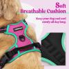 imagerabbitgoo Dog Harness No Pull with 2 Leash Clips Adjustable Soft Padded Reflective Oxford No Choke Pet Vest with Easy Control Handle for Large Dogs Pink LHot Pink  Turquoise