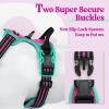 imagerabbitgoo Dog Harness No Pull with 2 Leash Clips Adjustable Soft Padded Reflective Oxford No Choke Pet Vest with Easy Control Handle for Large Dogs Pink LHot Pink  Turquoise