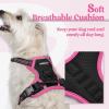 imagerabbitgoo Dog Harness No Pull with 2 Leash Clips Adjustable Soft Padded Reflective Oxford No Choke Pet Vest with Easy Control Handle for Large Dogs Pink LBlack  Hot Pink