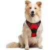 imagerabbitgoo Dog Harness No Pull with 2 Leash Clips Adjustable Soft Padded Reflective Oxford No Choke Pet Vest with Easy Control Handle for Large Dogs Pink LRed