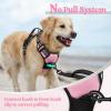 imagerabbitgoo Dog Harness No Pull with 2 Leash Clips Adjustable Soft Padded Reflective Oxford No Choke Pet Vest with Easy Control Handle for Large Dogs Pink LPink