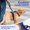imagerabbitgoo Dog Harness No Pull with 2 Leash Clips Adjustable Soft Padded Reflective Oxford No Choke Pet Vest with Easy Control Handle for Large Dogs Pink LBlue  Orange