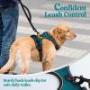 imagerabbitgoo Dog Harness No Pull with 2 Leash Clips Adjustable Soft Padded Reflective Oxford No Choke Pet Vest with Easy Control Handle for Large Dogs Pink LBlue Coral