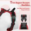 imagerabbitgoo Dog Harness No Pull with 2 Leash Clips Adjustable Soft Padded Reflective Oxford No Choke Pet Vest with Easy Control Handle for Large Dogs Pink LBlack  Red