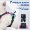 imagerabbitgoo Dog Harness No Pull with 2 Leash Clips Adjustable Soft Padded Reflective Oxford No Choke Pet Vest with Easy Control Handle for Large Dogs Pink LBlue  Hot Pink