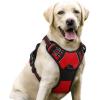 imagerabbitgoo Dog Harness No Pull with 2 Leash Clips Adjustable Soft Padded Reflective Oxford No Choke Pet Vest with Easy Control Handle for Large Dogs Pink LRed