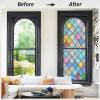 imagerabbitgoo Stained Glass Window Film Rainbow Film Decorative 3D Privacy Sticker Colorful Lattice Window Decals Cling Sun Catcher Static Decals for Home 175quot787quot175 x 1574