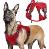 imagerabbitgoo Tactical Dog Harness for Large Dogs No Pull Military Service Vest with Handle ampamp Molle Easy Control for Training Walking Adjustable Reflective Straps Black LRed