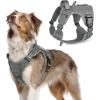 imagerabbitgoo Tactical Dog Harness for Large Dogs No Pull Military Service Vest with Handle ampamp Molle Easy Control for Training Walking Adjustable Reflective Straps Black LGrey