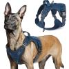 imagerabbitgoo Tactical Dog Harness for Large Dogs No Pull Military Service Vest with Handle ampamp Molle Easy Control for Training Walking Adjustable Reflective Straps Black LBlue