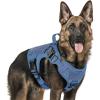 imagerabbitgoo Tactical Dog Harness for Large Heavy Duty Pet Harness with Handle NoPull Service Vest Large Breed Adjustable Military Dog Vest for Training Hunting Walking Black LBlue