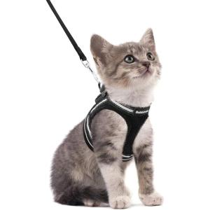 imagerabbitgoo Cat Harness and Leash Set for Walking Escape Proof Adjustable Soft Kittens Vest with Reflective Strip for Cats Comfortable Outdoor Vest Purple SBlack