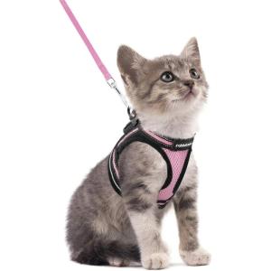 imagerabbitgoo Cat Harness and Leash Set for Walking Escape Proof Adjustable Soft Kittens Vest with Reflective Strip for Cats Comfortable Outdoor Vest Purple SPink