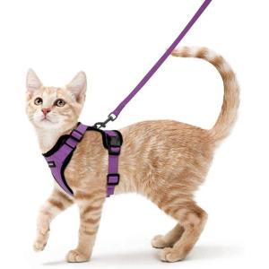 imagerabbitgoo Cat Harness and Leash for Walking Escape Proof Soft Adjustable Vest Harnesses for Cats Easy Control Breathable Reflective Strips Jacket Emerald XSPurple