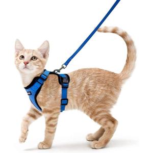 imagerabbitgoo Cat Harness and Leash for Walking Escape Proof Soft Adjustable Vest Harnesses for Cats Easy Control Breathable Reflective Strips Jacket Emerald XSNavy Blue