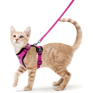 imagerabbitgoo Cat Harness and Leash for Walking Escape Proof Soft Adjustable Vest Harnesses for Cats Easy Control Breathable Reflective Strips Jacket Emerald XSRose Red