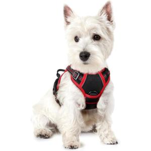imagerabbitgoo Dog Harness No Pull with 2 Leash Clips Adjustable Soft Padded Reflective Oxford No Choke Pet Vest with Easy Control Handle for Large Dogs Pink LBlack  Red