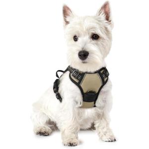imagerabbitgoo Dog Harness No Pull with 2 Leash Clips Adjustable Soft Padded Reflective Oxford No Choke Pet Vest with Easy Control Handle for Large Dogs Pink LBeige