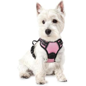 imagerabbitgoo Dog Harness No Pull with 2 Leash Clips Adjustable Soft Padded Reflective Oxford No Choke Pet Vest with Easy Control Handle for Large Dogs Pink LPink