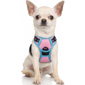 imagerabbitgoo Dog Harness No Pull with 2 Leash Clips Adjustable Soft Padded Reflective Oxford No Choke Pet Vest with Easy Control Handle for Large Dogs Pink LPink  Blue