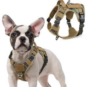 imagerabbitgoo Tactical Dog Harness for Large Dogs No Pull Military Service Vest with Handle ampamp Molle Easy Control for Training Walking Adjustable Reflective Straps Black LBrown camo