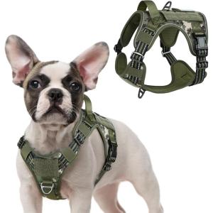 imagerabbitgoo Tactical Dog Harness for Large Dogs No Pull Military Service Vest with Handle ampamp Molle Easy Control for Training Walking Adjustable Reflective Straps Black LGreen camo