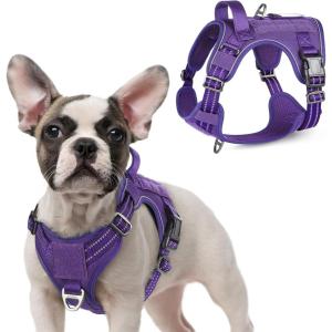 imagerabbitgoo Tactical Dog Harness for Large Dogs No Pull Military Service Vest with Handle ampamp Molle Easy Control for Training Walking Adjustable Reflective Straps Black LPurple