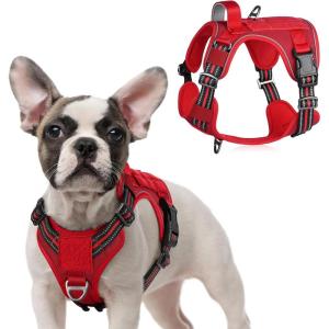 imagerabbitgoo Tactical Dog Harness for Large Dogs No Pull Military Service Vest with Handle ampamp Molle Easy Control for Training Walking Adjustable Reflective Straps Black LRed