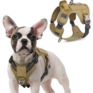 imagerabbitgoo Tactical Dog Harness for Large Dogs No Pull Military Service Vest with Handle ampamp Molle Easy Control for Training Walking Adjustable Reflective Straps Black LBrown