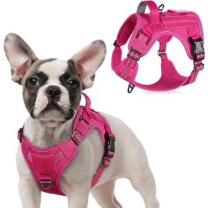 imagerabbitgoo Tactical Dog Harness for Large Dogs No Pull Military Service Vest with Handle ampamp Molle Easy Control for Training Walking Adjustable Reflective Straps Black LRose Red