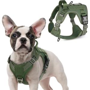imagerabbitgoo Tactical Dog Harness for Large Dogs No Pull Military Service Vest with Handle ampamp Molle Easy Control for Training Walking Adjustable Reflective Straps Black LGreen