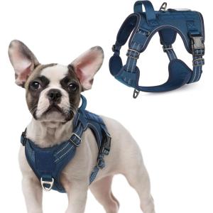 imagerabbitgoo Tactical Dog Harness for Large Dogs No Pull Military Service Vest with Handle ampamp Molle Easy Control for Training Walking Adjustable Reflective Straps Black LBlue