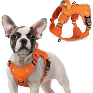 imagerabbitgoo Tactical Dog Harness for Large Dogs No Pull Military Service Vest with Handle ampamp Molle Easy Control for Training Walking Adjustable Reflective Straps Black LOrange
